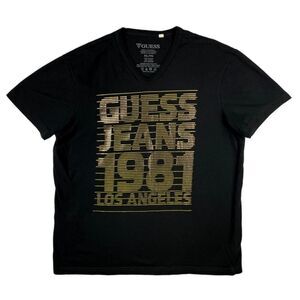 Guess Jeans Shirt 1981 Los Angeles T-Shirt Retro Gold & Black L/XL